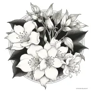 hitory botanic style tattoo design idea