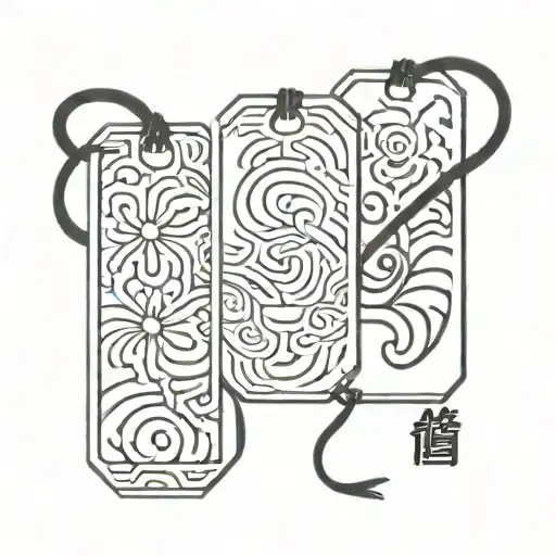 an empty japanese paper omamori charm tattoo design idea