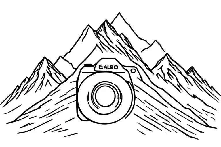 mountain with a camera tattoo design idea