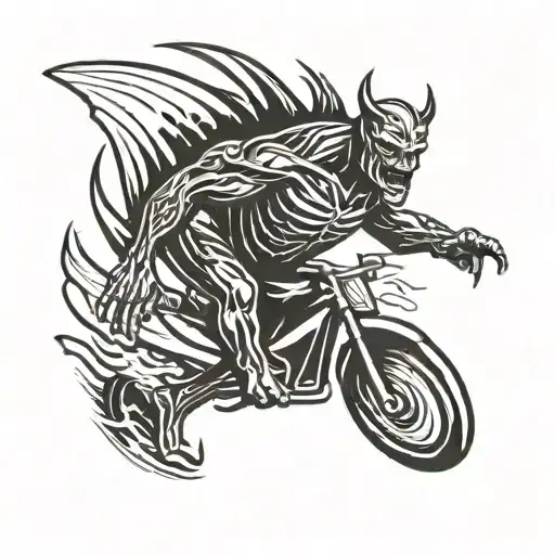 surfing demon tattoo design idea