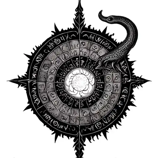 ouroborus maya calendar tattoo design idea