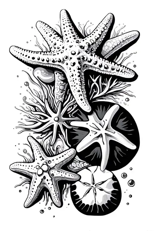 starfish and sand dollar tattoo design idea