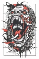 DEMON MOUTH OPEN WITH BLACK FLAMES tattoo design idea