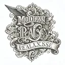 modern "REALXSE" script font tattoo design idea