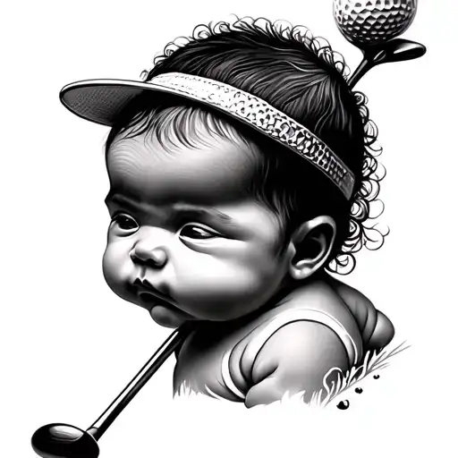 golf newborn baby girl tattoo design idea