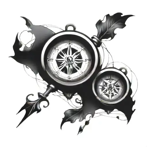 A compass intertwined with a clock, symbolizing the passage of time and direction in life tattoo design idea