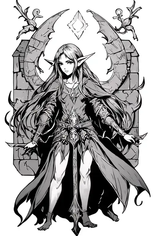 Mage elf dungeons tattoo design idea