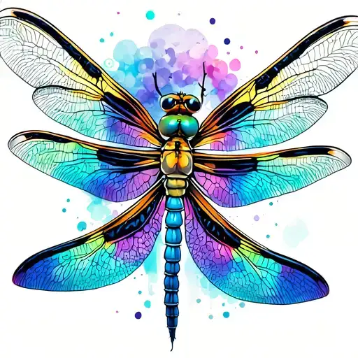 dragonfly with lung cancer awareness ribbon tattoo design idea