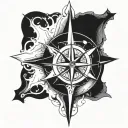 Create a design for a compass rose tattoo inspired by the work of Hans Ruedi Giger. tattoo design idea