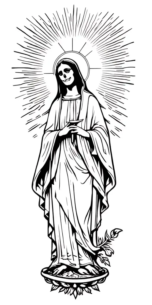 The Holy Death, the Virgin of Guadalupe and San Judas Tadeo tattoo design idea