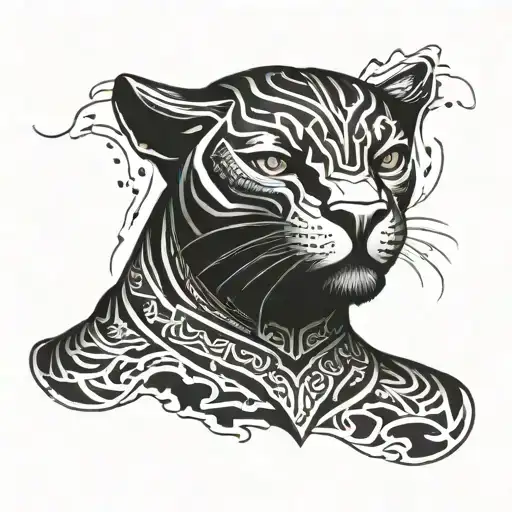 black panther merge with phoenix rising tattoo design idea