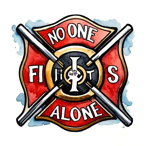 "NO ONE FIGHTS ALONE" "NO ONE FIGHTS ALONE" firefighter maltese cross tattoo design idea
