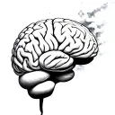 brain covered in clouds and smoke coming tattoo design idea