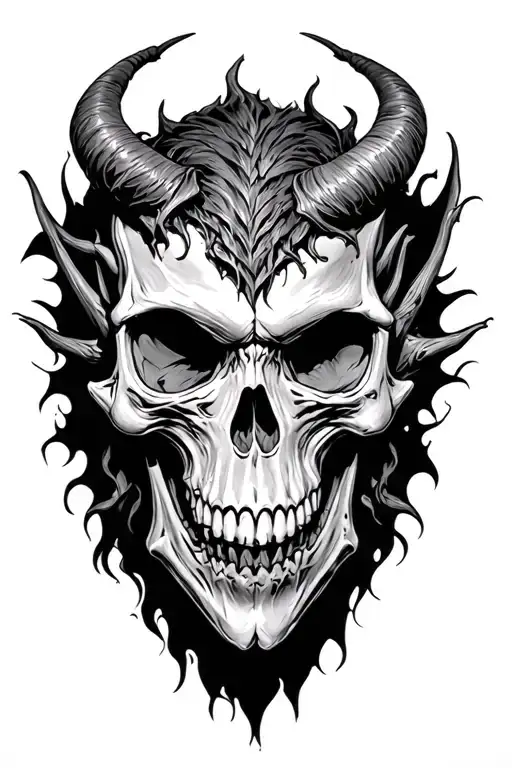 demon skull tattoo design idea