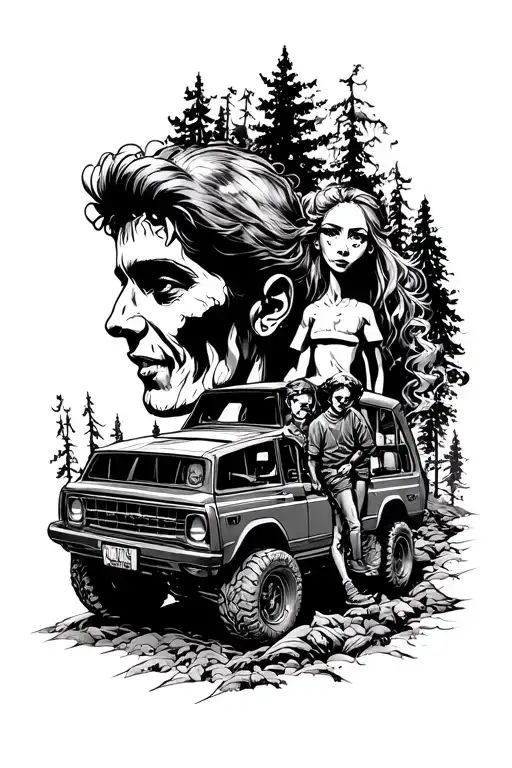 tribute 3 sons 1 daughter 1 wife we like off roading tattoo design idea