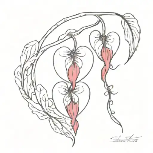 bleeding heart flowers growing tattoo design idea