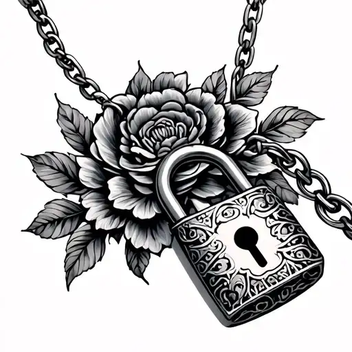 Cuckolded lock necklace tattoo design idea