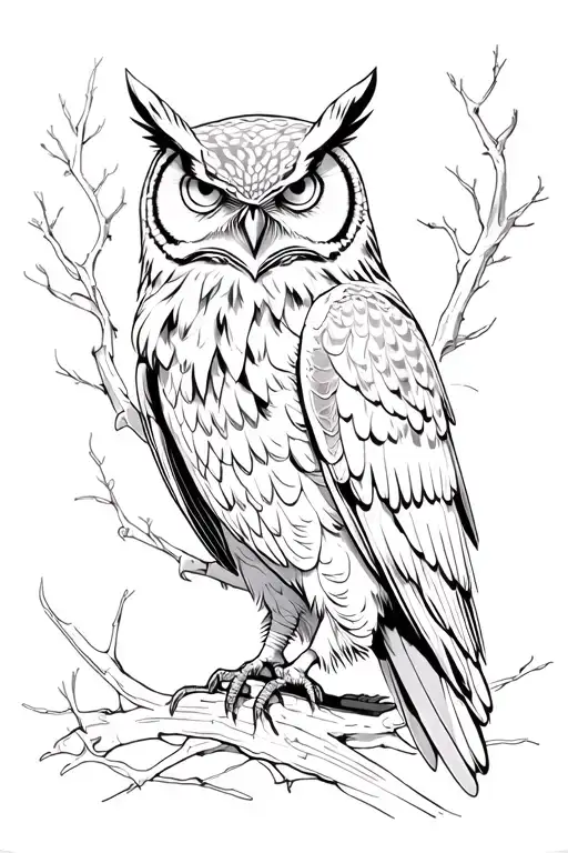 eagle owl and the grim reaper tattoo design idea