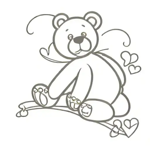 Teddy bear with heart-shaped paw prints tattoo design idea