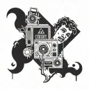 A 90s rap-inspired tattoo featuring iconic album covers and lyrics tattoo design idea