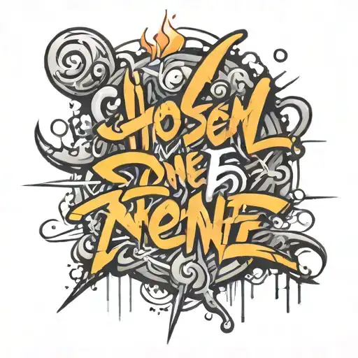 chosen one written in graffiti made from pure light rays tattoo design idea
