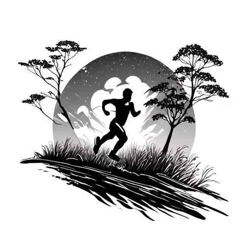 runner with nature simple tattoo design idea