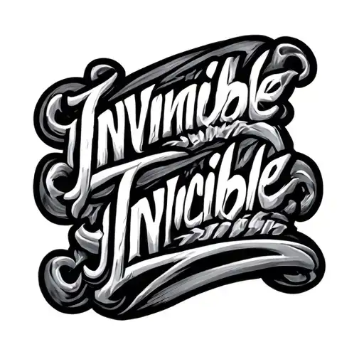 invincible text tattoo design idea