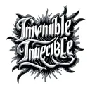 invincible text tattoo design idea