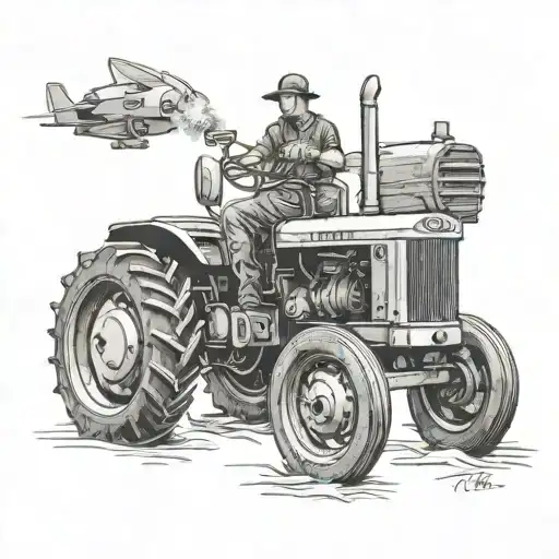 tractor people tattoo design idea