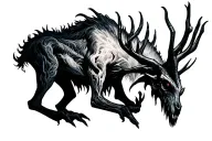 gothic wendigo emerging tattoo design idea