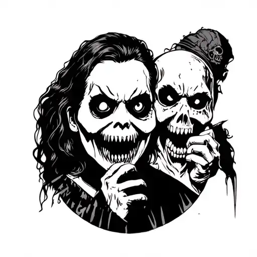 scary movie characters tattoo design idea
