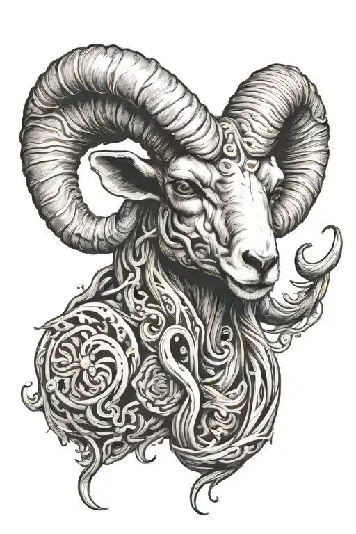 ram skill that looks like uterus and ovaries tattoo design idea