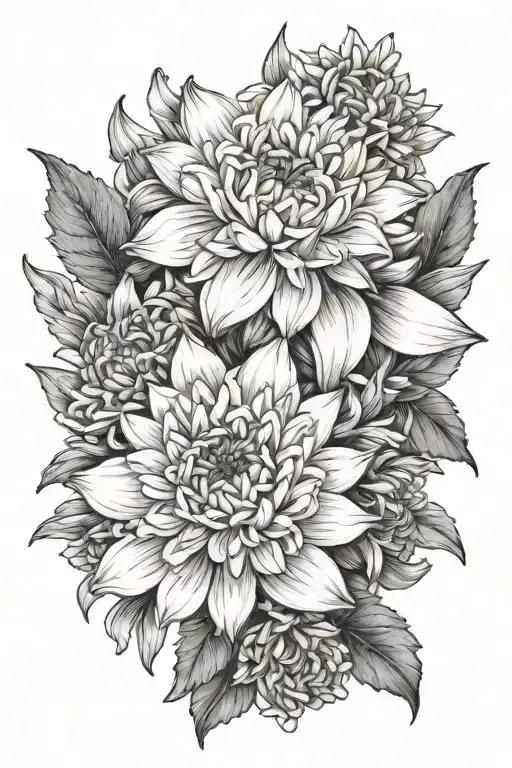 aster chrysanthemum daffodil bouquet tattoo tattoo design idea