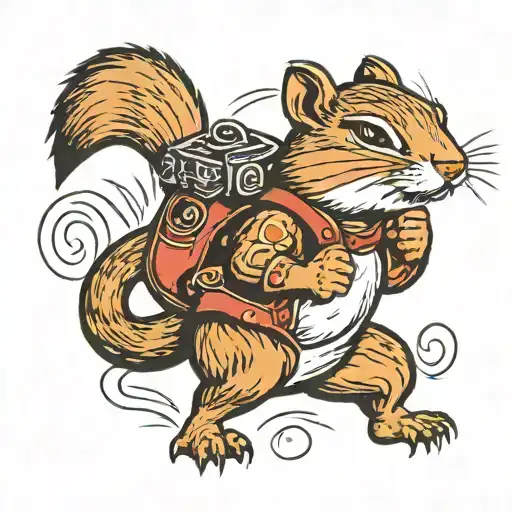  a cool chipmunk fighter   tattoo design idea