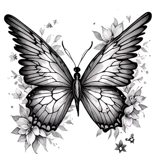 444 angel numbers and a butterfly  tattoo design idea