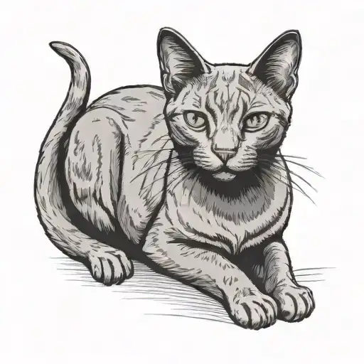 Russian Blue cat sitting tattoo design idea
