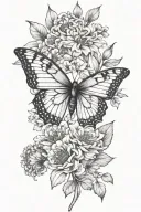 Alina with butterfly and July birthflower tattoo design idea