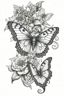 Alina with butterfly and July birthflower tattoo design idea