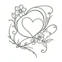 heart with forget me not flower and paw print surrounded tattoo design idea