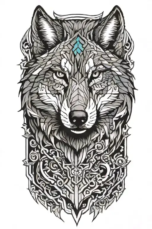 minecraft wolf tattoo design idea