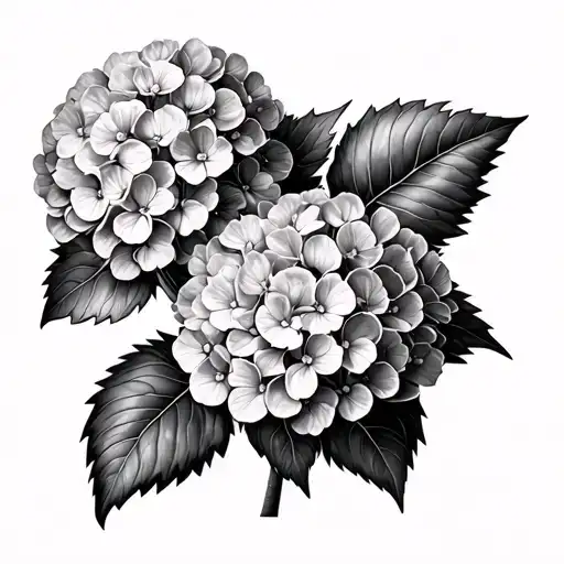 snowball hydrangeas black and white tattoo design idea