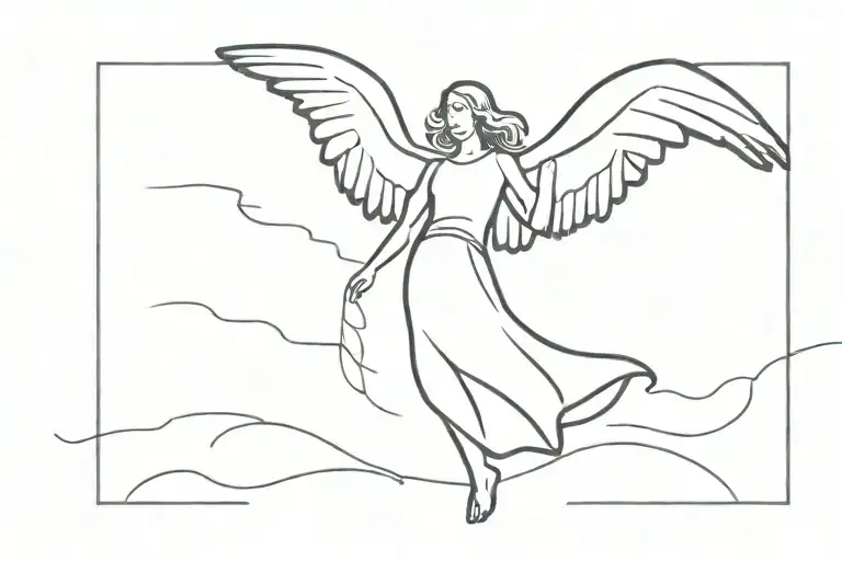 A winged angelic figure soaring high in the sky symbolizing freedom and ambition tattoo design idea