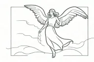 A winged angelic figure soaring high in the sky symbolizing freedom and ambition tattoo design idea