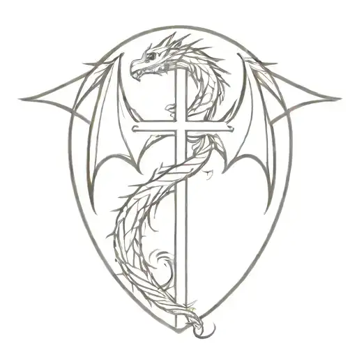 dragon wrapped around a cross tattoo tattoo design idea