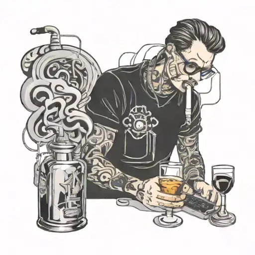 programmer, love, life, drinks,smoke,colorful tattoo design idea