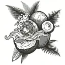 water combination of The MEME group and Coconut  tattoo design idea