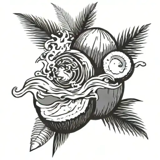 water combination of The MEME group and Coconut  tattoo design idea