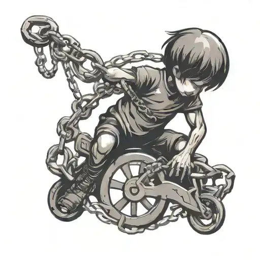 chains, save your self, break the cycle, child silhouette tattoo design idea