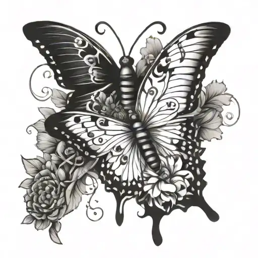 butterfly and rosario combine together tattoo design tattoo design idea