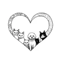 heart made out of 5 cats, and a bichon in the middle  tattoo design idea